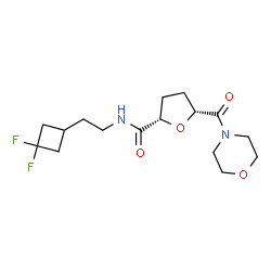 ChemSpider 2D Image | (2S,5R)-N-[2-(3,3-Difluorocyclobutyl)ethyl]-5-(4-morpholinylcarbonyl)tetrahydro-2-furancarboxamide (non-preferred name) | C16H24F2N2O4