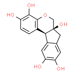 ChemSpider 2D Image | (6aS,11bS)-7,11b-Dihydroindeno[2,1-c]chromene-3,4,6a,9,10(6H)-pentol | C16H14O6