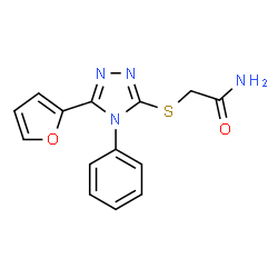 ChemSpider 2D Image | 2-{[5-(2-Furyl)-4-phenyl-4H-1,2,4-triazol-3-yl]sulfanyl}acetamide | C14H12N4O2S