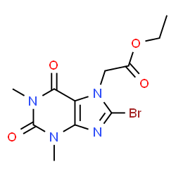ChemSpider 2D Image | Ethyl (8-bromo-1,3-dimethyl-2,6-dioxo-1,2,3,6-tetrahydro-7H-purin-7-yl)acetate | C11H13BrN4O4