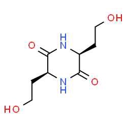 ChemSpider 2D Image | cis-3,6-Bis(2-hydroxyethyl)piperazine-2,5-dione | C8H14N2O4