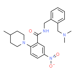 ChemSpider 2D Image | N-{2-[(Dimethylamino)methyl]benzyl}-2-(4-methyl-1-piperidinyl)-5-nitrobenzamide | C23H30N4O3
