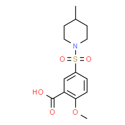 ChemSpider 2D Image | 2-Methoxy-5-[(4-methyl-1-piperidinyl)sulfonyl]benzoic acid | C14H19NO5S