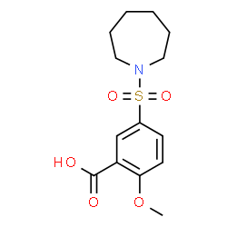 ChemSpider 2D Image | 5-(1-Azepanylsulfonyl)-2-methoxybenzoic acid | C14H19NO5S