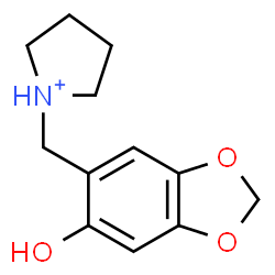 ChemSpider 2D Image | 1-[(6-Hydroxy-1,3-benzodioxol-5-yl)methyl]pyrrolidinium | C12H16NO3