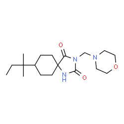ChemSpider 2D Image | 8-(2-Methyl-2-butanyl)-3-(4-morpholinylmethyl)-1,3-diazaspiro[4.5]decane-2,4-dione | C18H31N3O3