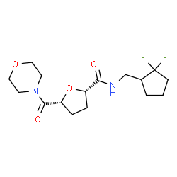 ChemSpider 2D Image | (2S,5R)-N-[(2,2-Difluorocyclopentyl)methyl]-5-(4-morpholinylcarbonyl)tetrahydro-2-furancarboxamide (non-preferred name) | C16H24F2N2O4