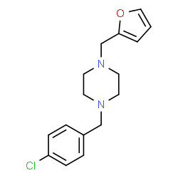 ChemSpider 2D Image | 1-(4-Chlorobenzyl)-4-(2-furylmethyl)piperazine | C16H19ClN2O
