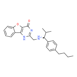 ChemSpider 2D Image | (1R)-1-(4-Butylphenyl)-2-methyl-N-[(4-oxo-1,4-dihydro[1]benzofuro[3,2-d]pyrimidin-2-yl)methyl]-1-propanaminium | C25H30N3O2