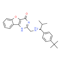 ChemSpider 2D Image | (1S)-2-Methyl-1-[4-(2-methyl-2-propanyl)phenyl]-N-[(4-oxo-1,4-dihydro[1]benzofuro[3,2-d]pyrimidin-2-yl)methyl]-1-propanaminium | C25H30N3O2