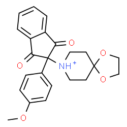 ChemSpider 2D Image | 8-[2-(4-Methoxyphenyl)-1,3-dioxo-2,3-dihydro-1H-inden-2-yl]-1,4-dioxa-8-azoniaspiro[4.5]decane | C23H24NO5