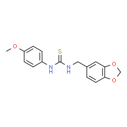 ChemSpider 2D Image | 1-(1,3-Benzodioxol-5-ylmethyl)-3-(4-methoxyphenyl)thiourea | C16H16N2O3S