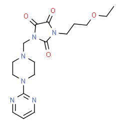 ChemSpider 2D Image | 1-(3-Ethoxypropyl)-3-{[4-(2-pyrimidinyl)-1-piperazinyl]methyl}-2,4,5-imidazolidinetrione | C17H24N6O4