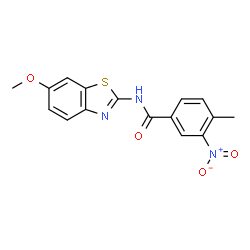 ChemSpider 2D Image | N-(6-Methoxy-1,3-benzothiazol-2-yl)-4-methyl-3-nitrobenzamide | C16H13N3O4S