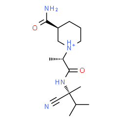 ChemSpider 2D Image | (3S)-3-Carbamoyl-1-[(2S)-1-{[(2R)-2-cyano-3-methyl-2-butanyl]amino}-1-oxo-2-propanyl]piperidinium | C15H27N4O2