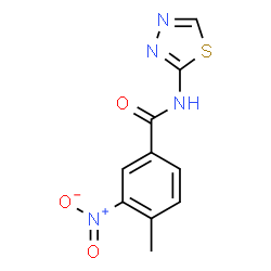 ChemSpider 2D Image | 4-Methyl-3-nitro-N-(1,3,4-thiadiazol-2-yl)benzamide | C10H8N4O3S