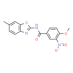 ChemSpider 2D Image | 4-Methoxy-N-(6-methyl-1,3-benzothiazol-2-yl)-3-nitrobenzamide | C16H13N3O4S