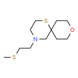 ChemSpider 2D Image | 4-[2-(Methylsulfanyl)ethyl]-9-oxa-1-thia-4-azaspiro[5.5]undecane | C11H21NOS2