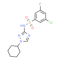 ChemSpider 2D Image | 3-Chloro-N-(1-cyclohexyl-1H-1,2,4-triazol-3-yl)-5-fluorobenzenesulfonamide | C14H16ClFN4O2S