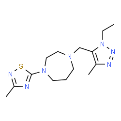 ChemSpider 2D Image | 1-[(1-Ethyl-4-methyl-1H-1,2,3-triazol-5-yl)methyl]-4-(3-methyl-1,2,4-thiadiazol-5-yl)-1,4-diazepane | C14H23N7S