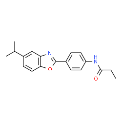ChemSpider 2D Image | N-[4-(5-Isopropyl-1,3-benzoxazol-2-yl)phenyl]propanamide | C19H20N2O2