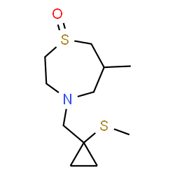 ChemSpider 2D Image | 6-Methyl-4-{[1-(methylsulfanyl)cyclopropyl]methyl}-1,4-thiazepane 1-oxide | C11H21NOS2