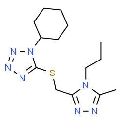 ChemSpider 2D Image | 1-Cyclohexyl-5-{[(5-methyl-4-propyl-4H-1,2,4-triazol-3-yl)methyl]sulfanyl}-1H-tetrazole | C14H23N7S