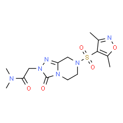 ChemSpider 2D Image | 2-{7-[(3,5-Dimethyl-1,2-oxazol-4-yl)sulfonyl]-3-oxo-5,6,7,8-tetrahydro[1,2,4]triazolo[4,3-a]pyrazin-2(3H)-yl}-N,N-dimethylacetamide | C14H20N6O5S