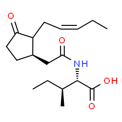 ChemSpider 2D Image | N-({(1R)-3-Oxo-2-[(2Z)-2-penten-1-yl]cyclopentyl}acetyl)-L-isoleucine | C18H29NO4