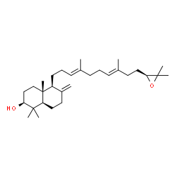 ChemSpider 2D Image | (2S,4aR,5S,8aR)-5-{(3E,7E)-10-[(2S)-3,3-Dimethyl-2-oxiranyl]-4,8-dimethyl-3,7-decadien-1-yl}-1,1,4a-trimethyl-6-methylenedecahydro-2-naphthalenol | C30H50O2