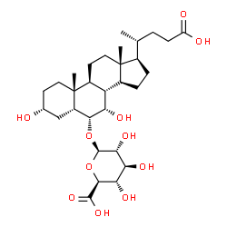 ChemSpider 2D Image | (3alpha,5beta,6alpha,7alpha,8xi)-3,7,24-Trihydroxy-24-oxocholan-6-yl beta-D-glucopyranosiduronic acid | C30H48O11