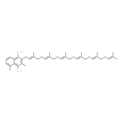 ChemSpider 2D Image | 2-[(2E,6E,10E,14E,18E)-3,7,11,15,19,23-Hexamethyl-2,6,10,14,18,22-tetracosahexaen-1-yl]-3,5-dimethyl-1,4-naphthalenediol | C42H60O2