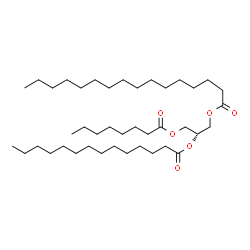 ChemSpider 2D Image | 3-(Octanoyloxy)-2-(tetradecanoyloxy)propyl palmitate | C41H78O6