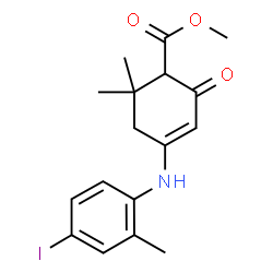 ChemSpider 2D Image | Methyl 4-[(4-iodo-2-methylphenyl)amino]-6,6-dimethyl-2-oxo-3-cyclohexene-1-carboxylate | C17H20INO3