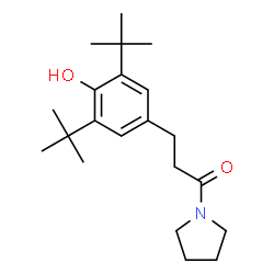 ChemSpider 2D Image | 3-[4-Hydroxy-3,5-bis(2-methyl-2-propanyl)phenyl]-1-(1-pyrrolidinyl)-1-propanone | C21H33NO2