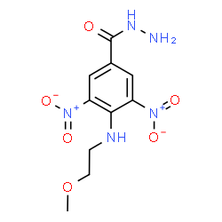 ChemSpider 2D Image | 4-[(2-Methoxyethyl)amino]-3,5-dinitrobenzohydrazide | C10H13N5O6
