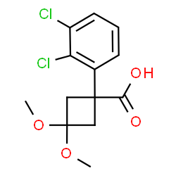 ChemSpider 2D Image | 1-(2,3-Dichlorophenyl)-3,3-dimethoxycyclobutanecarboxylic acid | C13H14Cl2O4