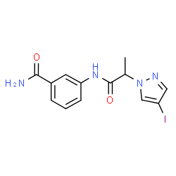 ChemSpider 2D Image | 3-{[2-(4-Iodo-1H-pyrazol-1-yl)propanoyl]amino}benzamide | C13H13IN4O2
