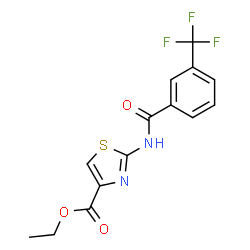 ChemSpider 2D Image | Ethyl 2-{[3-(trifluoromethyl)benzoyl]amino}-1,3-thiazole-4-carboxylate | C14H11F3N2O3S