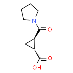 ChemSpider 2D Image | (1R,2R)-2-(1-Pyrrolidinylcarbonyl)cyclopropanecarboxylic acid | C9H13NO3