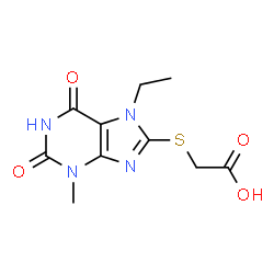 ChemSpider 2D Image | [(7-Ethyl-3-methyl-2,6-dioxo-2,3,6,7-tetrahydro-1H-purin-8-yl)sulfanyl]acetic acid | C10H12N4O4S