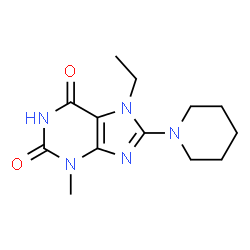 ChemSpider 2D Image | 7-Ethyl-3-methyl-8-(1-piperidinyl)-3,7-dihydro-1H-purine-2,6-dione | C13H19N5O2
