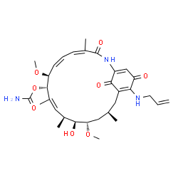 ChemSpider 2D Image | (4Z,6Z,8S,9S,10Z,12S,13S,14S,16R)-19-(Allylamino)-13-hydroxy-8,14-dimethoxy-4,10,12,16-tetramethyl-3,20,22-trioxo-2-azabicyclo[16.3.1]docosa-1(21),4,6,10,18-pentaen-9-yl carbamate | C31H43N3O8