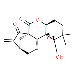 ChemSpider 2D Image | (1S,4S,8R,9R,12S,13S,16R)-9-Hydroxy-7,7-dimethyl-17-methylene-3,10-dioxapentacyclo[14.2.1.0~1,13~.0~4,12~.0~8,12~]nonadecane-2,18-dione | C20H26O5