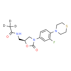 ChemSpider 2D Image | N-({(5S)-3-[3-Fluoro-4-(4-thiomorpholinyl)phenyl]-2-oxo-1,3-oxazolidin-5-yl}methyl)(~2~H_3_)acetamide | C16H17D3FN3O3S