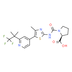 ChemSpider 2D Image | 1-({4-Methyl-5-[2-(1,1,1-trifluoro-2-methyl-2-propanyl)-4-pyridinyl]-1,3-thiazol-2-yl}carbamoyl)-L-proline | C19H21F3N4O3S