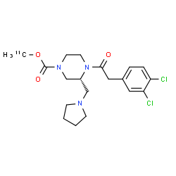 ChemSpider 2D Image | (~11~C)Methyl (3R)-4-[(3,4-dichlorophenyl)acetyl]-3-(1-pyrrolidinylmethyl)-1-piperazinecarboxylate | C1811CH25Cl2N3O3