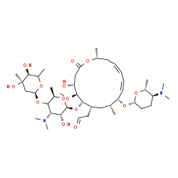 ChemSpider 2D Image | [(4R,5S,6S,7R,9R,10R,11Z,13Z,16R)-6-{[(2S,3R,4S,6R)-5-{[(2S,4R,5S)-4,5-Dihydroxy-4,6-dimethyltetrahydro-2H-pyran-2-yl]oxy}-4-(dimethylamino)-3-hydroxy-6-methyltetrahydro-2H-pyran-2-yl]oxy}-10-{[(2R,5S
,6R)-5-(dimethylamino)-6-methyltetrahydro-2H-pyran-2-yl]oxy}-4-hydroxy-5-methoxy-9,16-dimethyl-2-oxooxacyclohexadeca-11,13-dien-7-yl]acetaldehyde (non-preferred name) | C43H74N2O14