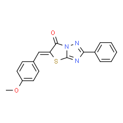ChemSpider 2D Image | (5Z)-5-(4-Methoxybenzylidene)-2-phenyl[1,3]thiazolo[3,2-b][1,2,4]triazol-6(5H)-one | C18H13N3O2S