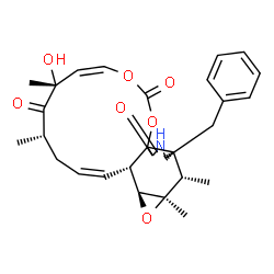 ChemSpider 2D Image | (1Z,4S,6R,7Z,14S,14aS,15S,15aR,16aS,16bS)-14-Benzyl-6-hydroxy-4,6,15,15a-tetramethyl-3,13,14,14a,15,15a,16a,16b-octahydro[1,3]dioxacyclotridecino[4,5-d]oxireno[f]isoindole-5,10,12(4H,6H)-trione | C28H33NO7